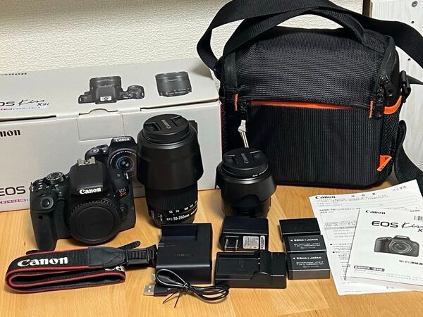 Canon EOS Kiss X9i ダブルズームキット デジタル一眼レフ 予備バッテリーとカメラバッグ付き