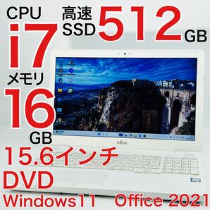 Corei7 16GB SSD512GB Windows11 ノートパソコン オフィス付き 15.6インチ Blu-ray