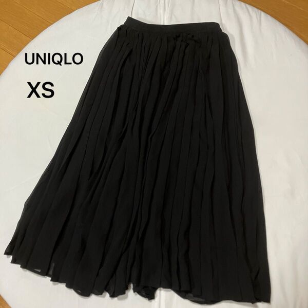 ユニクロ シフォンプリーツスカート XSサイズ ブラック ロングスカート UNIQLO 春夏