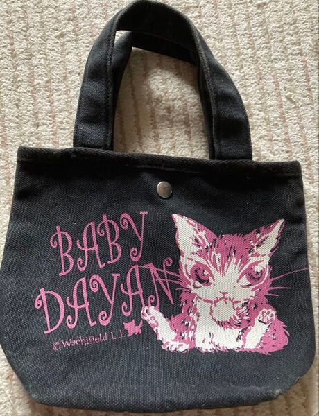 使用品 傷みあり ベビーダヤン BABY DAYAN キャンパス地 ミニミニトートバッグ 黒 バッグ