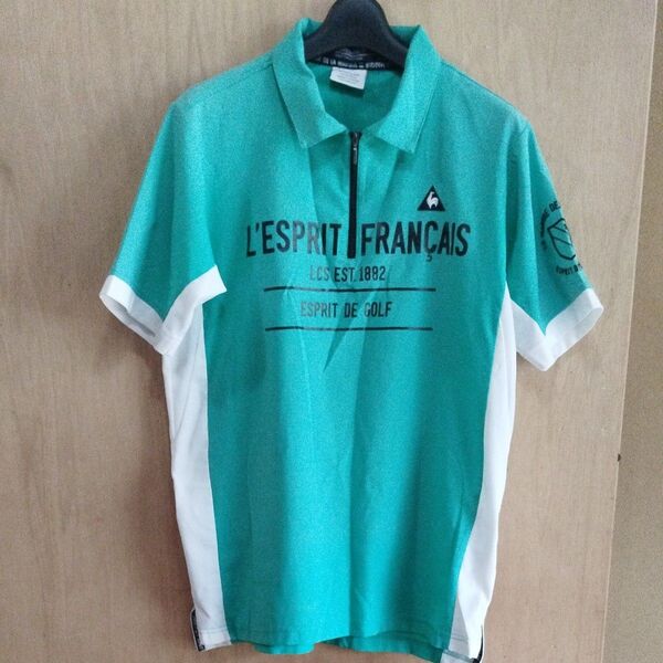 メンズ★le coq sportif ゴルフウェア 半袖ポロシャツ グリーン系 Lサイズ