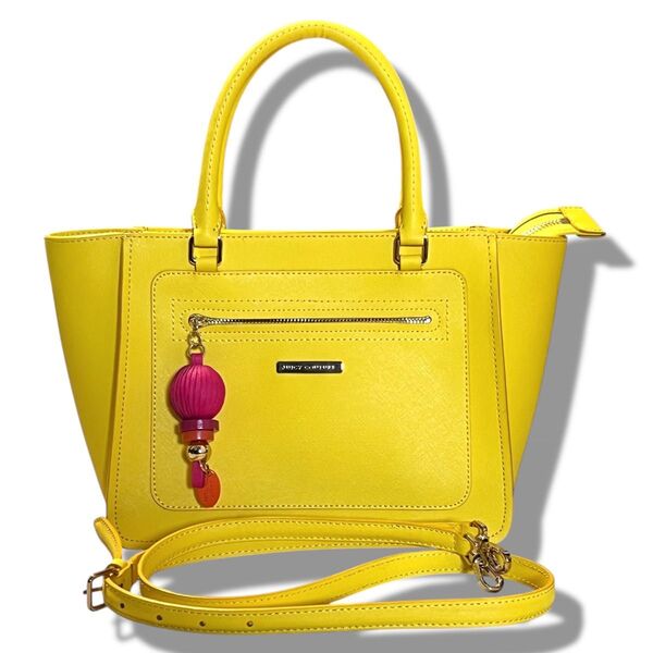 美品 ジューシークチュール 2way レザー バッグ ショルダー チャーム付 juicy couture ハンドバッグ 牛革 本革