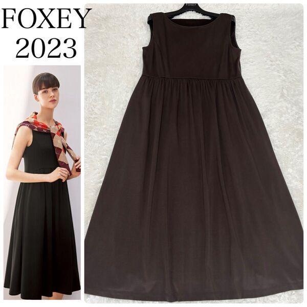 23年 FOXEY NEW YORK アレーズドレス 43743 ロゴ刺繍 フォクシーニューヨーク 40