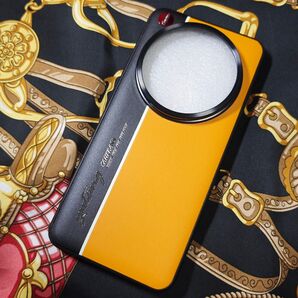 Xiaomi 14 Ultra用 高品質レザー調ハイブリッドケース イエロー 軽量 新品
