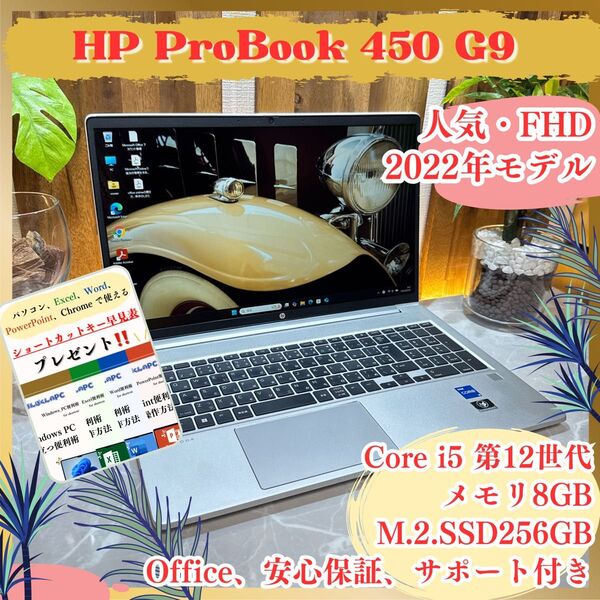 準美品《最新2022年モデル》高性能【HP ProBook 450 G9】i5第12世代 8GB SSD256GB ノートパソコン