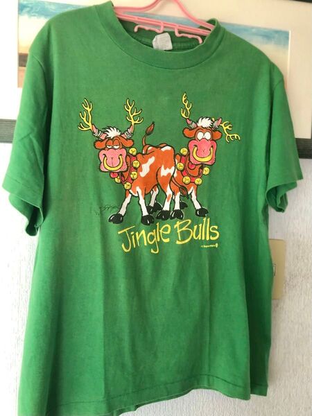 80s USA製 vintage Tシャツ Jingle Bells 古着 L