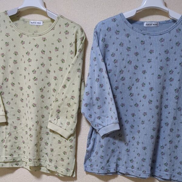 七分袖 Tシャツ 2枚セット 花柄 カットソー М-L
