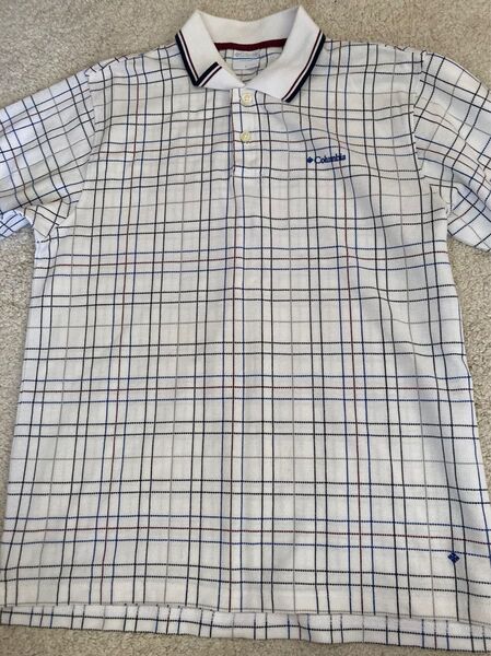 美品 コロンビア Columbia チェック柄 半袖ポロシャツ Lサイズ