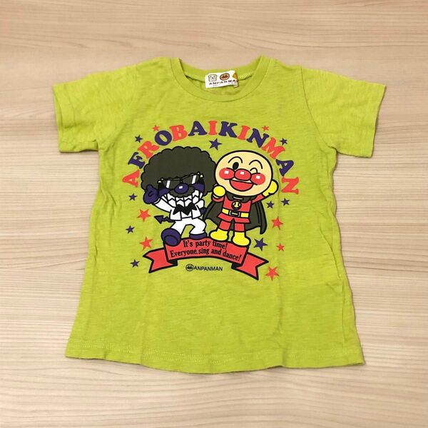 BANDAI アンパンマン バイキンマン 半袖 Tシャツ 男の子 女の子 男女兼用 95サイズ 綿100% 黄緑 グリーン