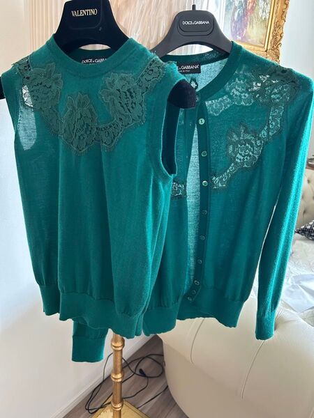 DOLCE&GABBANA ドルチェ&ガッバーナ カシミヤ100% レース 長袖 ニット カーディガン 38正規品