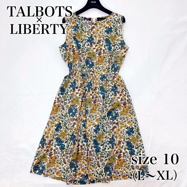 TALBOTS LIBERTY タナローン エドナ 花柄 ノースリーブ ワンピース ゆったりサイズ US10