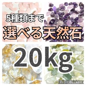 5種類まで選べる 天然石 さざれ 合計20kgセット 水晶 さざれ石 細石 チップ まとめ売り 大量