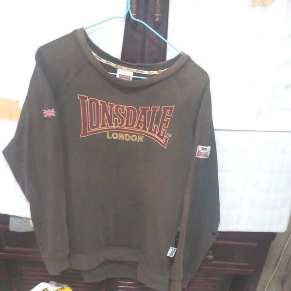 LONSDALE LONDON スウェット ブラウン ロゴ 刺繍 古着激レアヴィンテージ現状販売ジャンク品