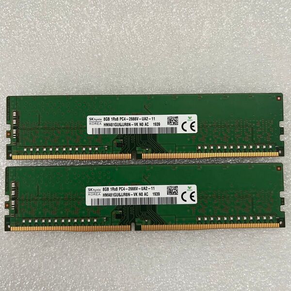デスクトップ用メモリ2枚 (16GB) 8GBメモリ 1Rx8 DDR4 2666V