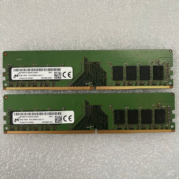 デスクトップ用メモリ2枚 (16GB) 8GBメモリ 1Rx8 DDR4 2666V