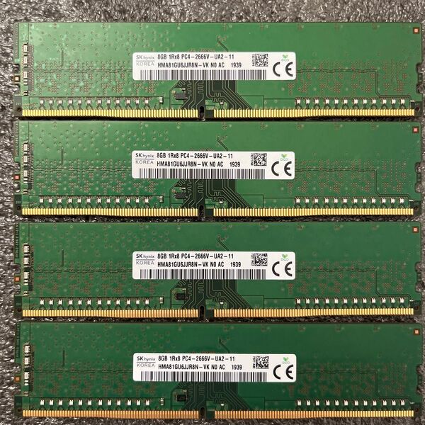 デスクトップ用メモリ4枚 (32GB) 8GBメモリ 1Rx8 DDR4 2666V