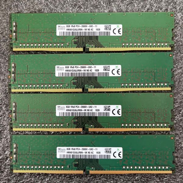 デスクトップ用メモリ4枚 (32GB) 8GBメモリ 1Rx8 DDR4 2666V