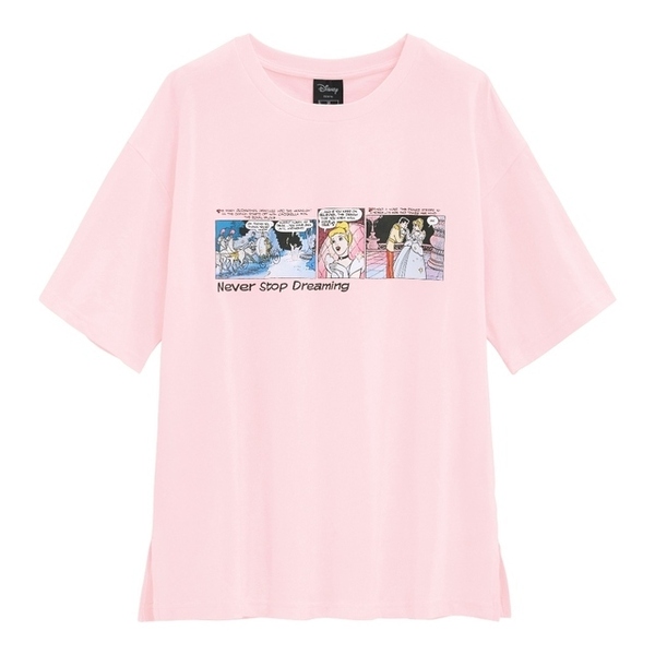 GUグラフィックT(5分袖)Disney2Y+E　大型店限定　シンデレラ　Lサイズ　ピンク