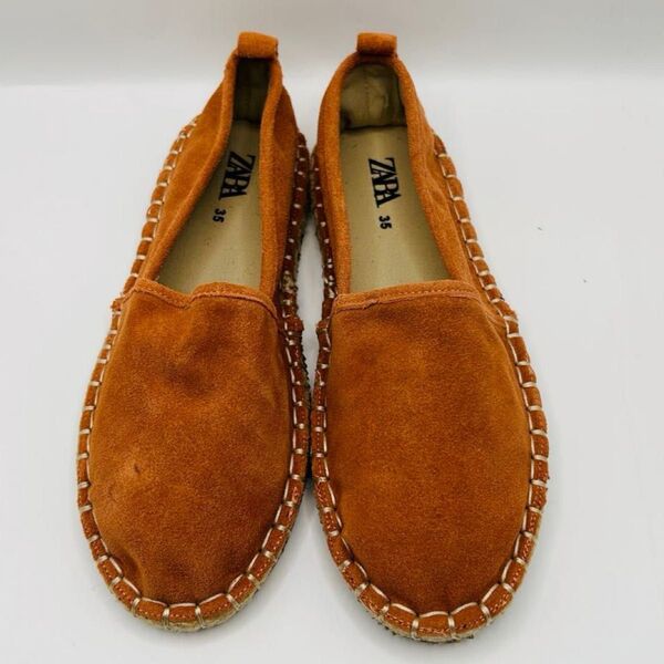 ZARA ザラ エスパドリーユ フラットシューズ スリッポン ブラウン 35 茶 モカシン スエード