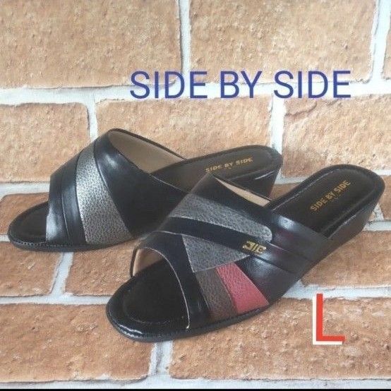 【SIDE BY SIDE 】サンダル :L/4e(24cm相当 外寸245mm 約 316g ヒール約4cm)新品未使用タグなし