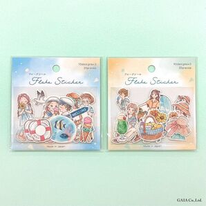 ★セリア★上質フレークシール★サマーキッズ&サマーガール 2種セット★ GAIA