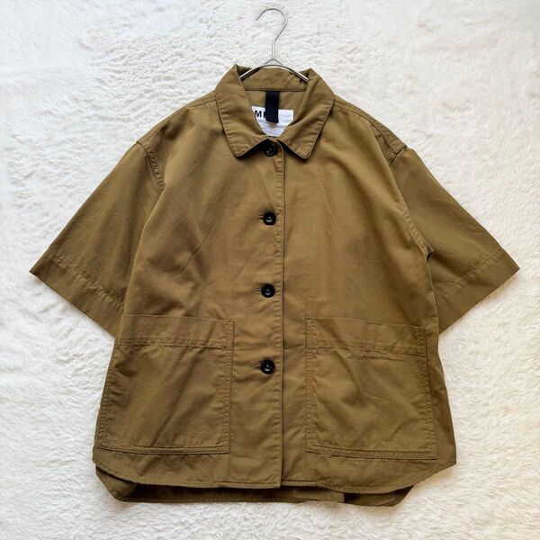 MHL. エムエイチエル コットン オープンカラーシャツ 23SS カーキ ジャケット カジュアル
