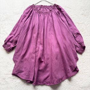 BEARDSLEY ビアズリー ギャザーチュニック ローズ 予約完売品 リネン コットン ブラウス