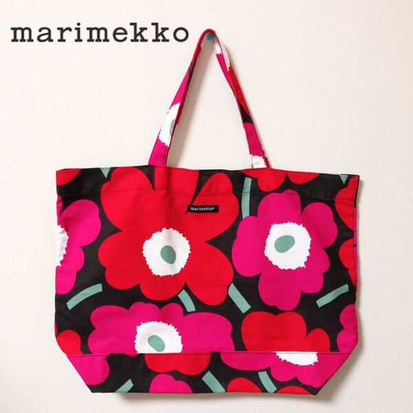 marimekko マリメッコ ウニッコ キャンバス トートバッグ エコバッグ ショッピングバッグ 赤 黒 ピンク 花柄 北欧