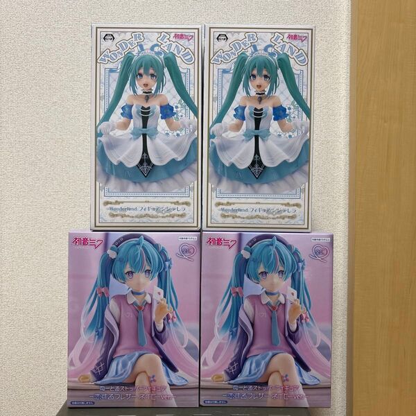 【箱あり】初音ミク フィギュア4個セット Wonderland シンデレラ & ぬーどるストッパー 恋するブレザー ネイビーver