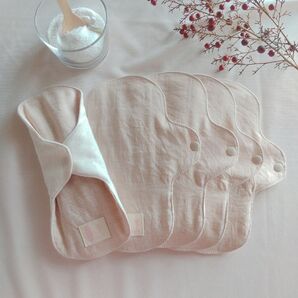 【布ナプキン】無添加コットンフランネルとコットンリネン 23cm 6層仕立て 5枚セット