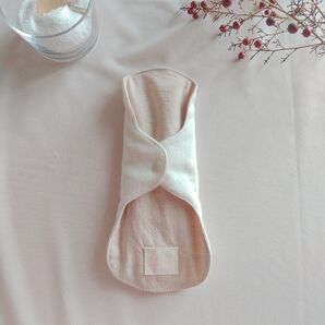 【布ナプキン】無添加コットンフランネルとコットンリネン ピンクベージュ無地 23cm 6層仕立て 1枚