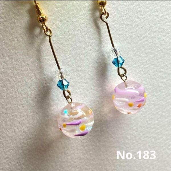 ハンドメイド ピアス イヤリング 水ヨーヨー 水風船 パープル レジン 夏祭り No.183