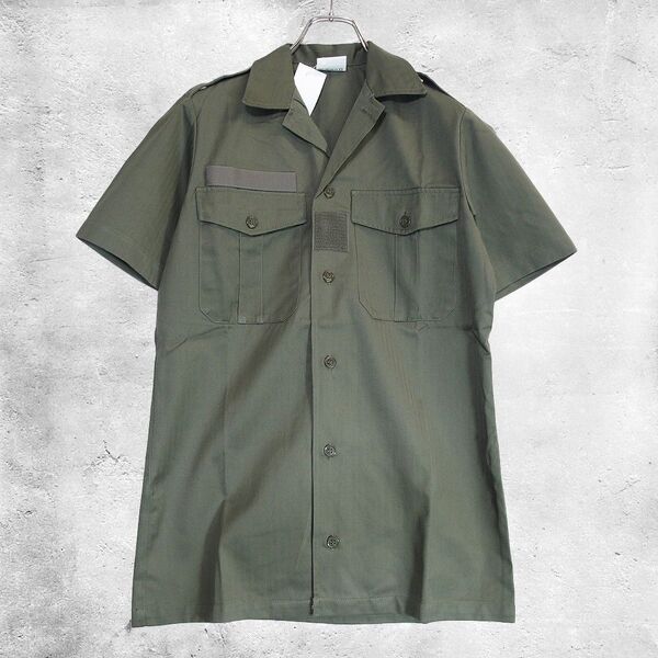 【DEAD STOCK】90s フランス軍 ヘリンボーンツイル チャドシャツ オリーブ ミリタリーシャツ