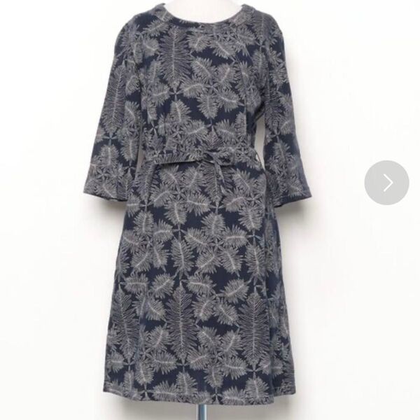 美品 A.P.C. 7分袖ワンピース ベルト付 ネイビー 34