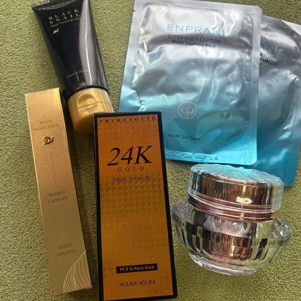 韓国コスメセット Holika Holika Prime Youth 24K Gold Repair Ampoule 他