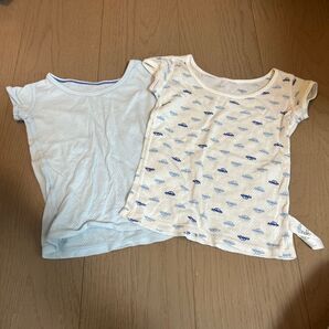 子供服 UNIQLO肌着 2枚セット 水色 車柄【美品】