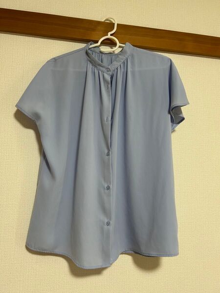 GU ブラウス 半袖 トップス シャツ ブルー 青