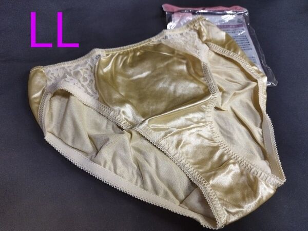 ☆未使用 サテン セクシー トリコット ショーツ LL 光沢 レディース パンティ パンツ ランジェリー 下着 女性 黄 イエロー