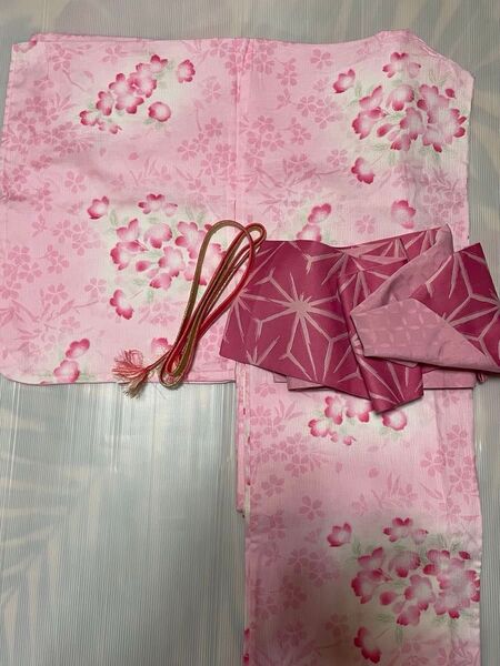 浴衣 桜柄 ピンク 兵児帯 帯紐セット