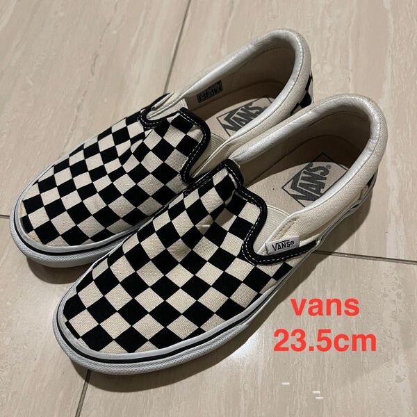VANS スニーカー スリッポン 23.5cm Slip-On ブラック ホワイト チェッカー 白黒