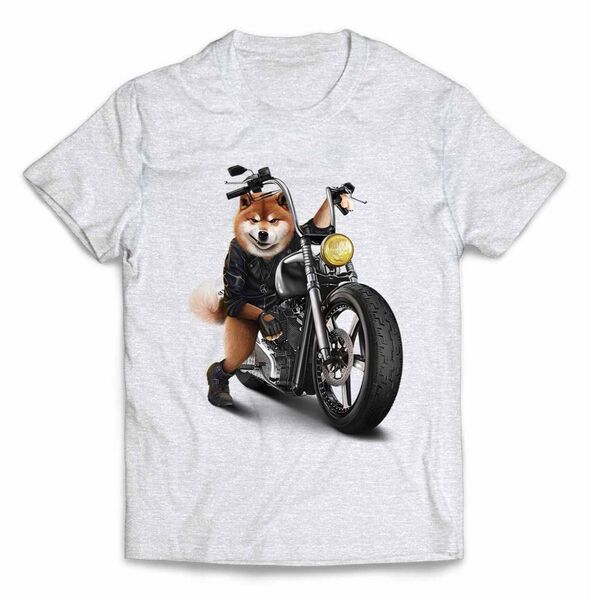 【柴犬 しばいぬ バイク バイカー】半袖 Tシャツ メンズ レディース キッズ プリント