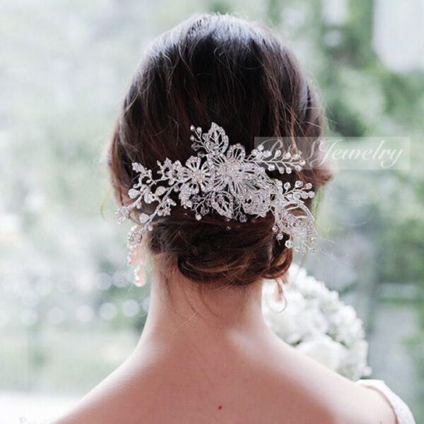 お花パールヘッドドレスヘアアクセサリー髪飾り結婚式ブライダルウェディングa