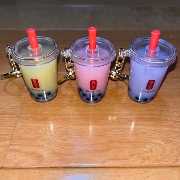 ゴンチャ 貢茶 立体キーホルダー パールミルクティー ストロベリーミルクティー タロミルクティー Gong cha まとめ売り