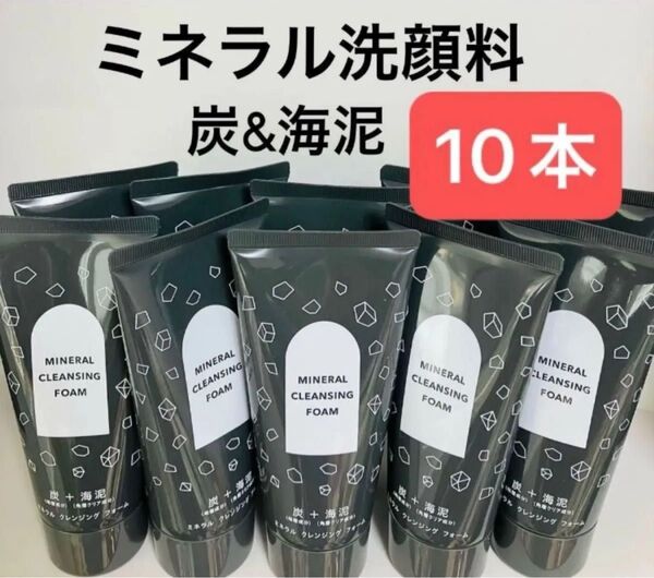 洗顔料 ミネラルクレンジングフォーム 10本セット 炭 海泥 にきび 毛穴汚れ 炭洗顔 ドクダミエキス配合 毛穴ケア FMG