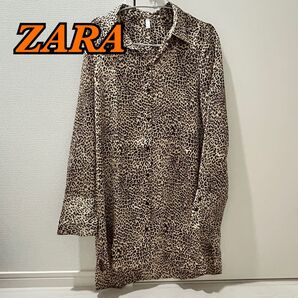 ZARA trf レオパードシャツ サテンシャツ