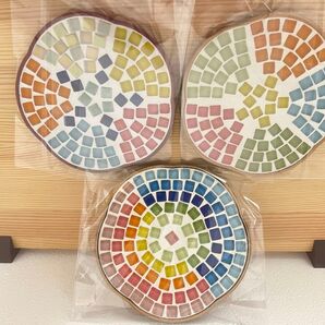 モザイクタイル コースター 3枚セット カラフル ハンドメイド