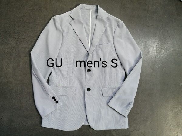 GU ジーユー ドライシアサッカージャケット メンズS ブルー テーラードジャケット 春夏用