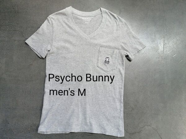 Psycho Bunny サイコバニー 半袖Tシャツ メンズM グレー Vネック