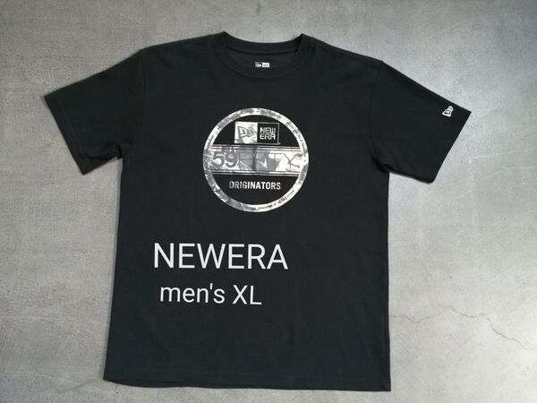 NEWERA ニューエラ 半袖Tシャツ メンズXL ボタニカル バイザーステッカー 黒
