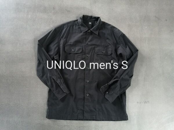 UNIQLO ユニクロ オーバーサイズワークシャツ メンズS 長袖シャツ 黒